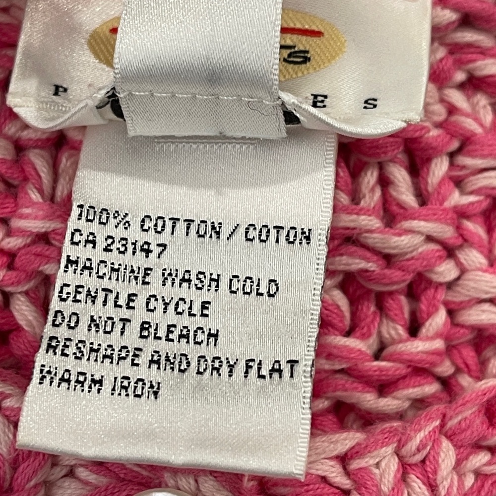 Talbots Vintage Barbie Pink Hand Knit Button Front Chunky Cardigan Sweater - Picture 4 of 5